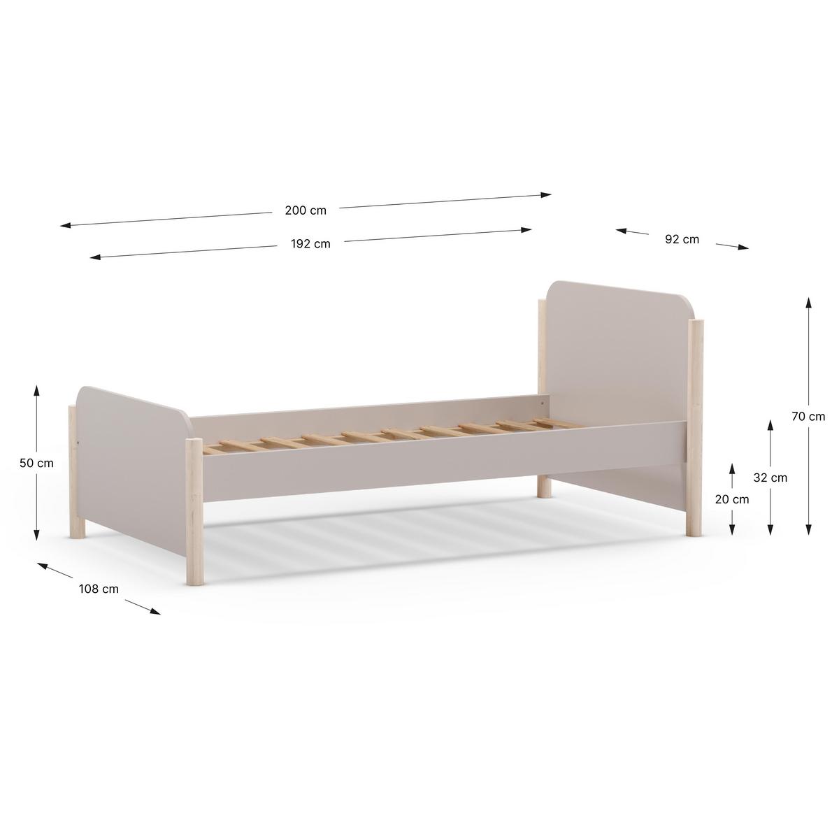 BETT Enola Beige 199/107.2/70 cm - Beige, Holz (190/90cm) - Calicosy