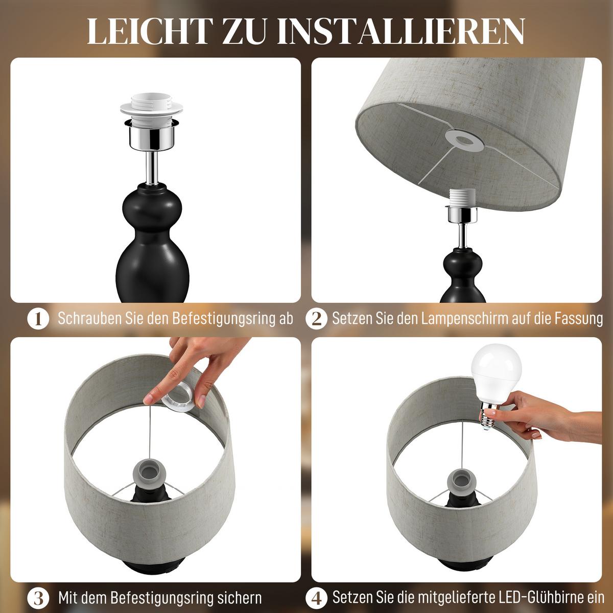 TISCHLAMPE mit 3 Farbtemperaturen Schwarz - Schwarz, Metall (28/28/54cm) - HOMCOM