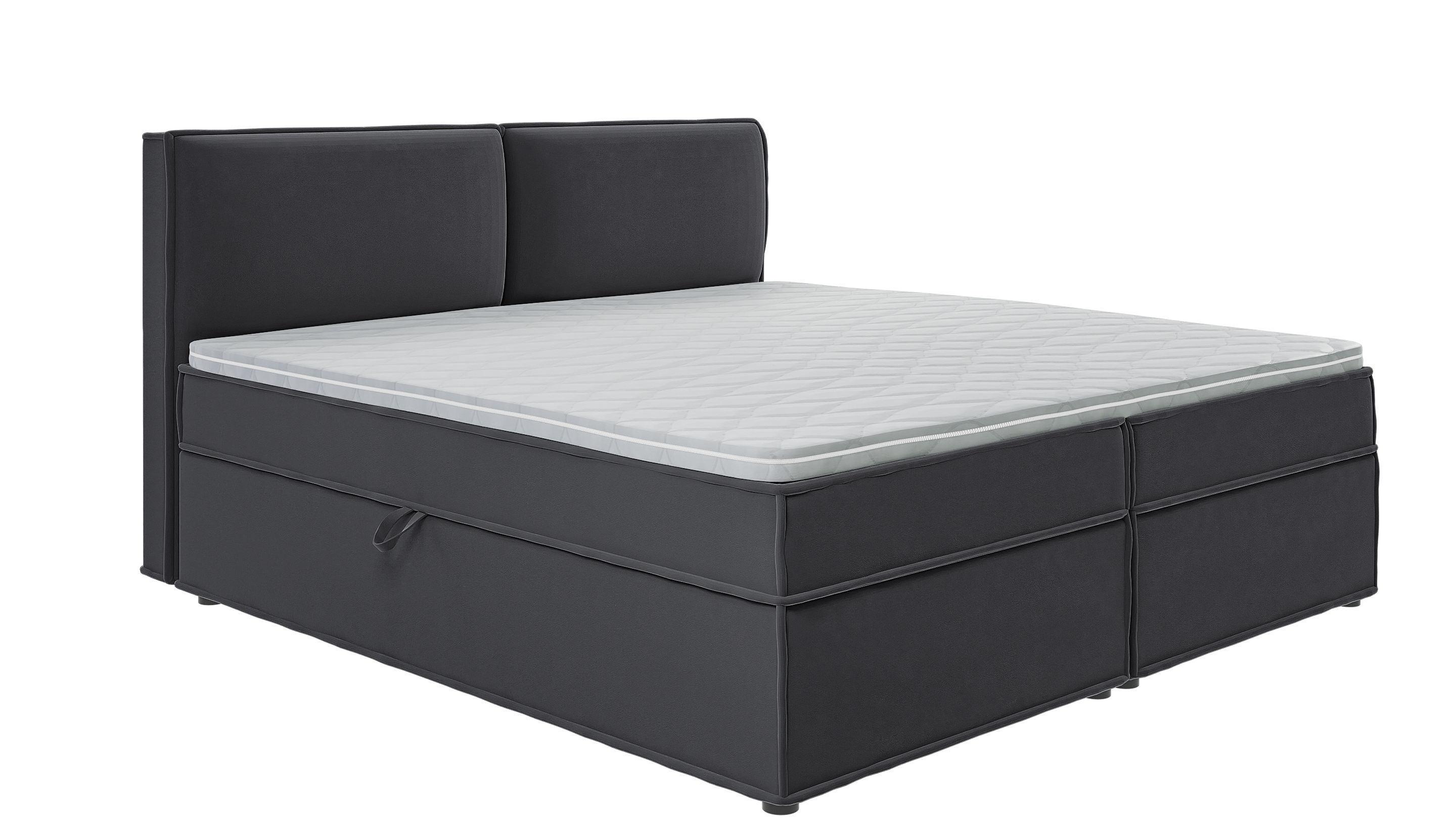 BOXBETT Eclipse 200/200 cm Graphit Luxusmicrofaser - Graphitfarben/Schwarz, Holz/Kunststoff (200/200cm) - S-Style