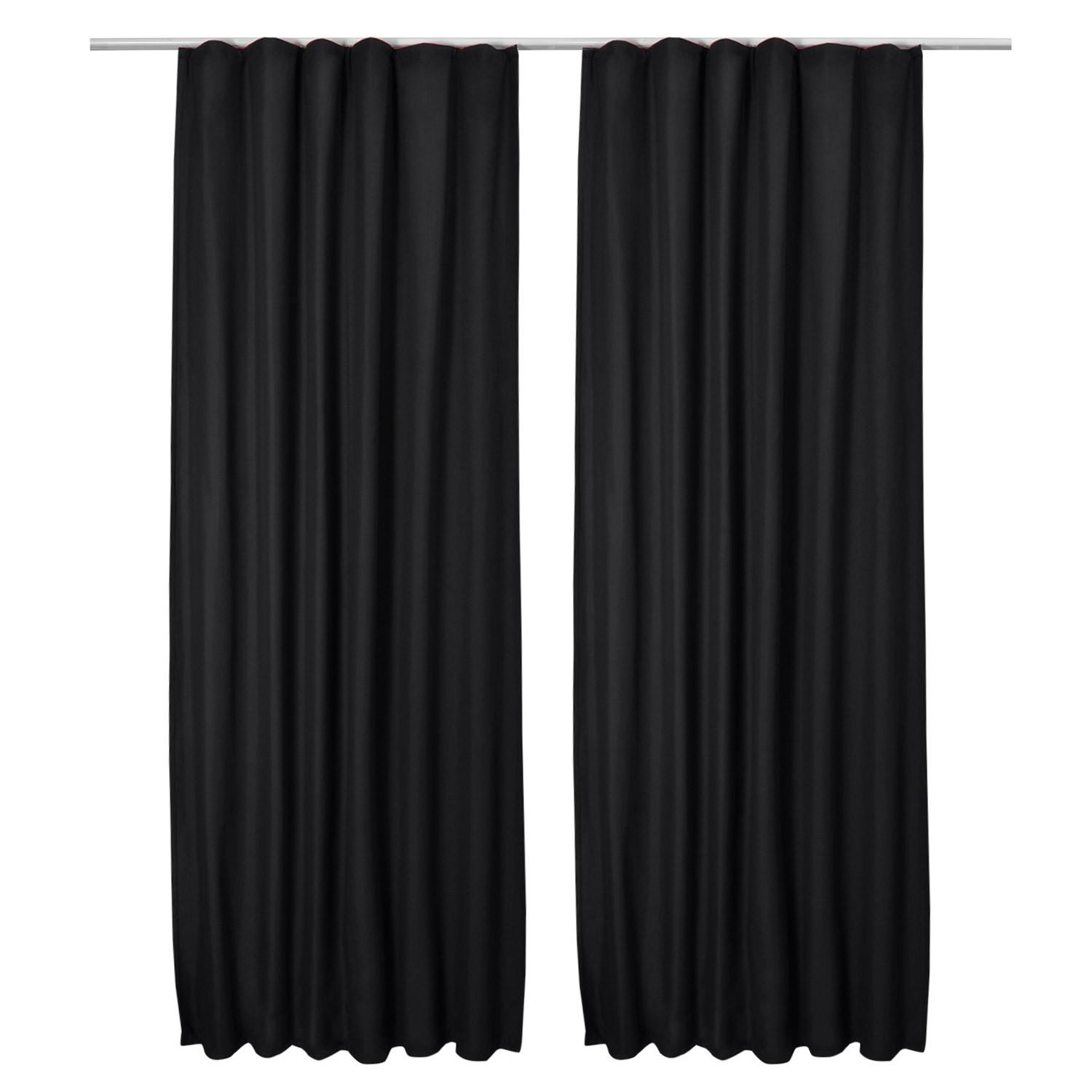 VORHANG Amelie TK mit Kräuselband 140x245cm Schwarz (2tlg) - Schwarz, Textil (140/245/1cm) - Beautissu 
