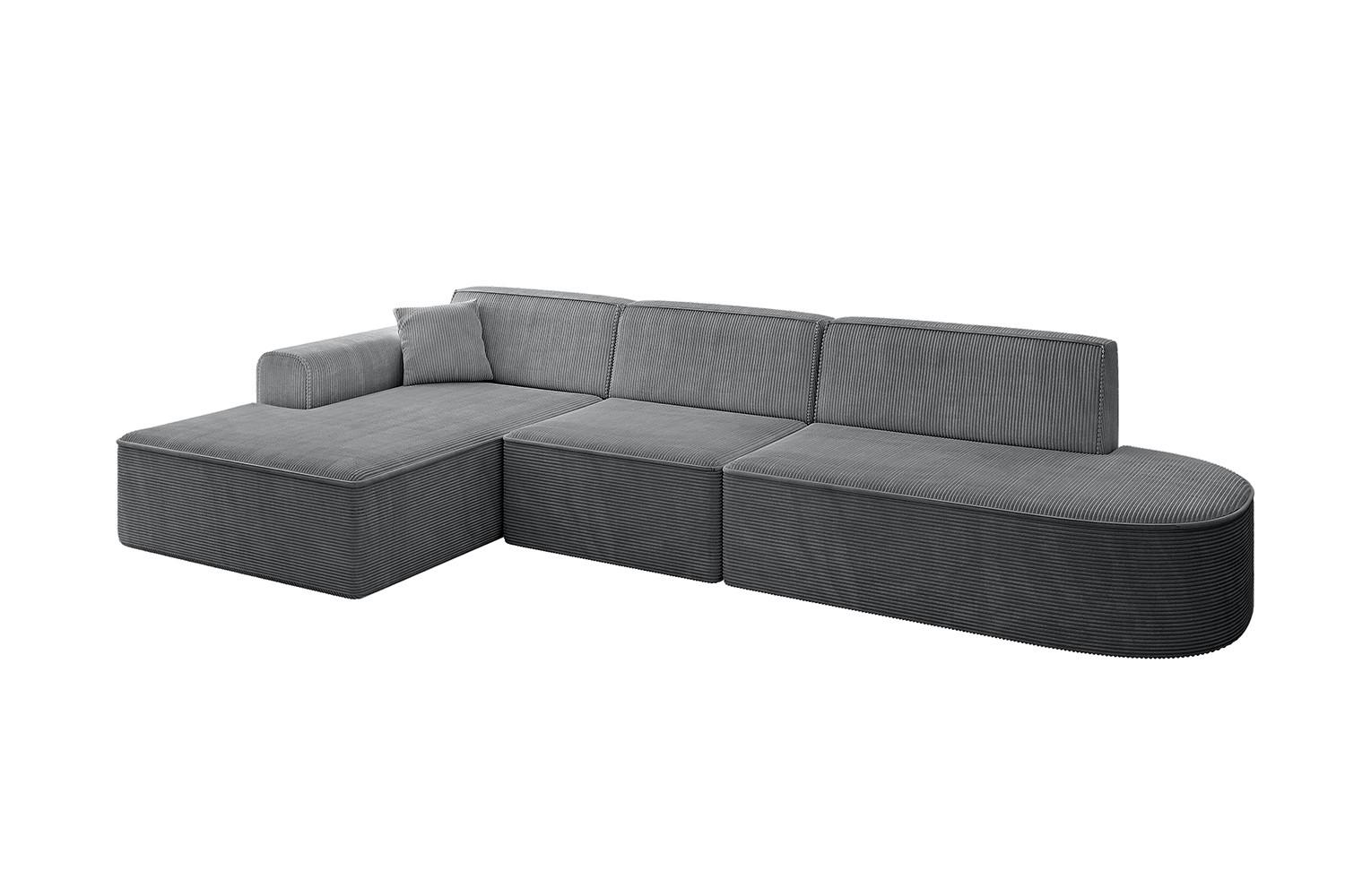 ECKSOFA Ottomane Links IREA-L2-v3 - 327x165x77 cm Duneklgrau - Dunkelgrau, Holzwerkstoff/Textil (327/165cm) - ALTDECOR