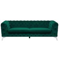 3-SITZER-SOFA Samtstoff Grün Sotra - Hellgrün, Textil (224/70/85cm) - Beliani