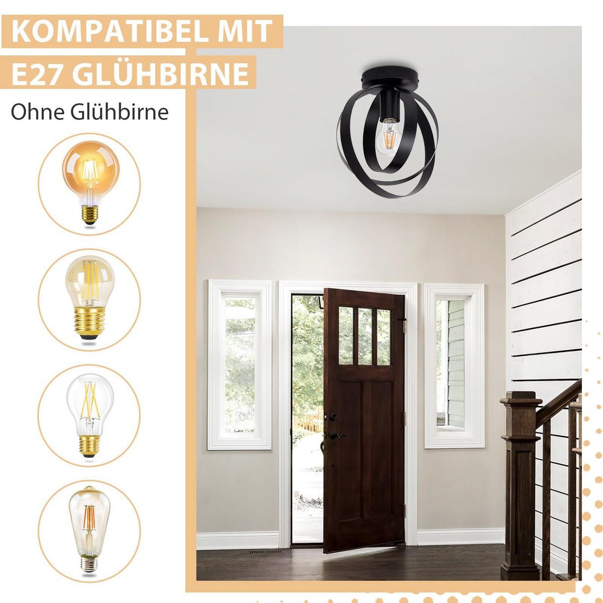 DECKENLEUCHTE Ansel 24/12/27 cm - Schwarz, Metall (24/12/27cm) - Nettlife