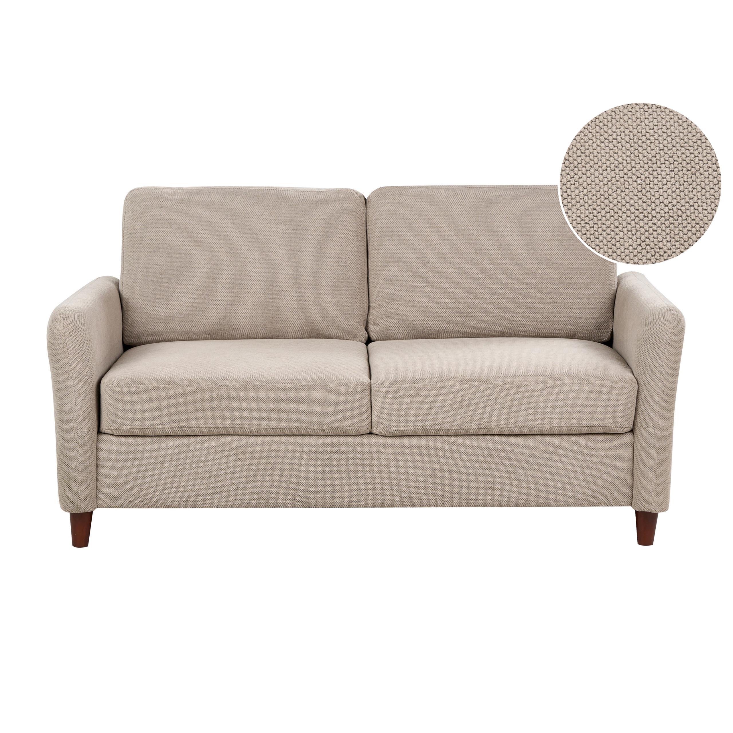 2-SITZER-SOFA Stoff taupe mit Stauraum Mare - Beige/Dunkelbraun, Textil (143/88/77cm) - Beliani