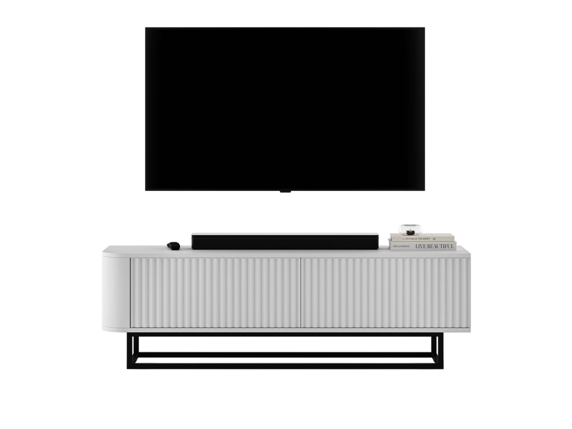 TV-LOWBOARD Aurora Weiß matt 140 cm mit Metallrahmen - Goldfarben/Weiß, Holzwerkstoff/Metall (140/44/35cm) - Meble Lindner