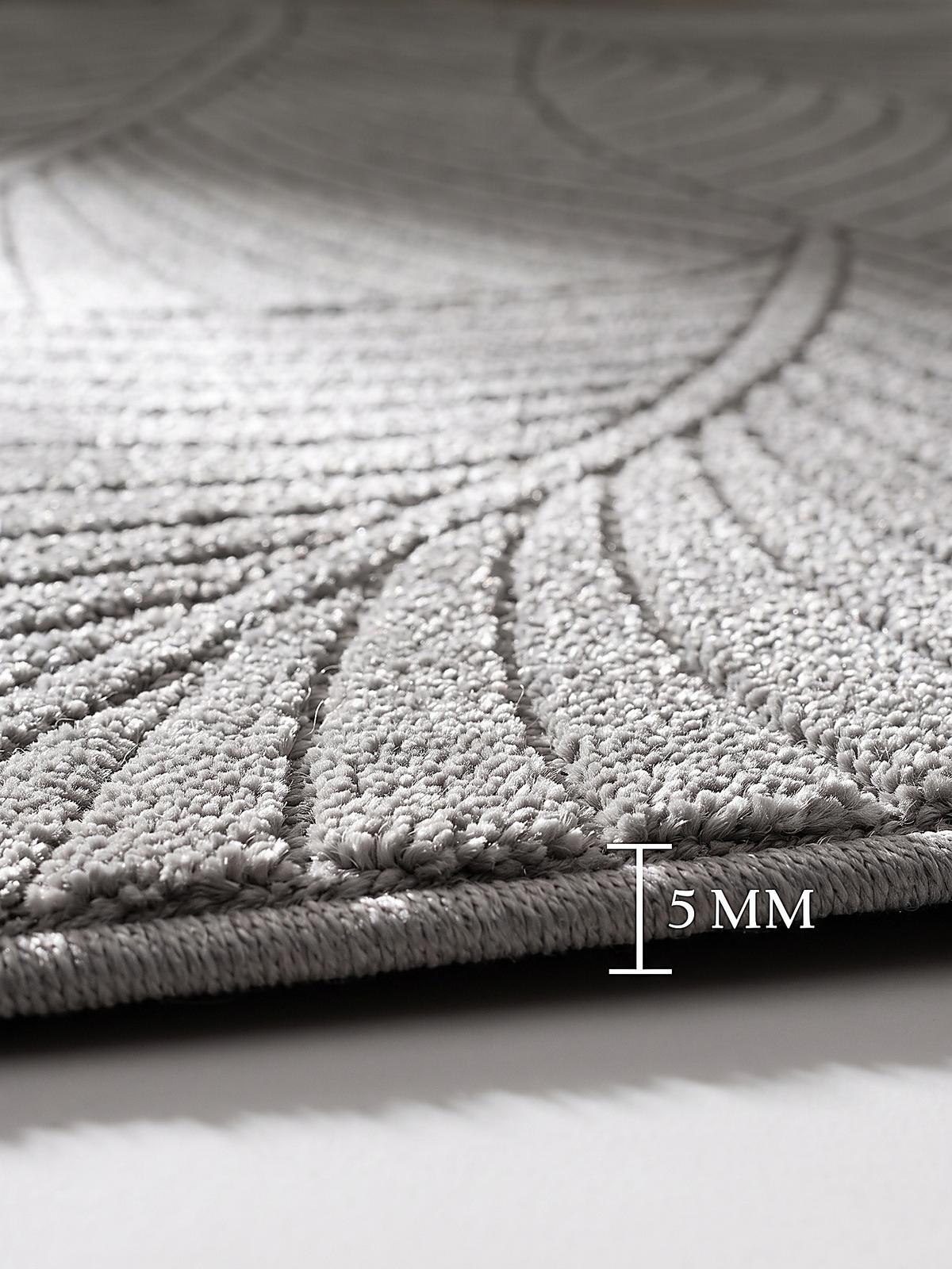 TEPPICH Outdoor, Fußbodenheizung-geeignet, mit Blattmotiv, ENGADIN in Silbergrau, 120 x 170 cm - Grau, Textil (120/170cm) - KADIMA DESIGN