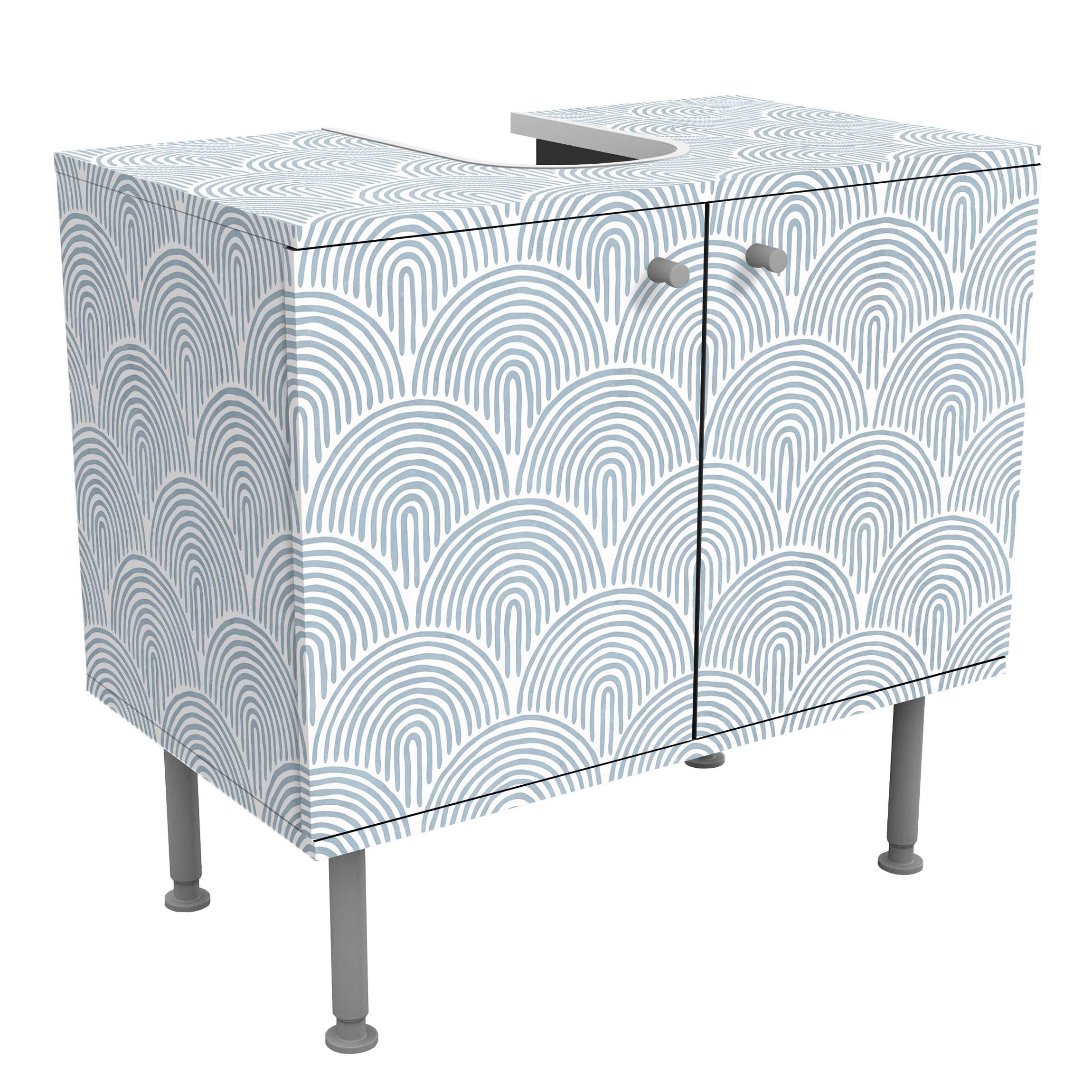 WASCHBECKENUNTERSCHRANK Boho Bogen Muster Blau 60/55/35 cm - Blau, Holzwerkstoff (60/55/35cm) - Bilderwelten
