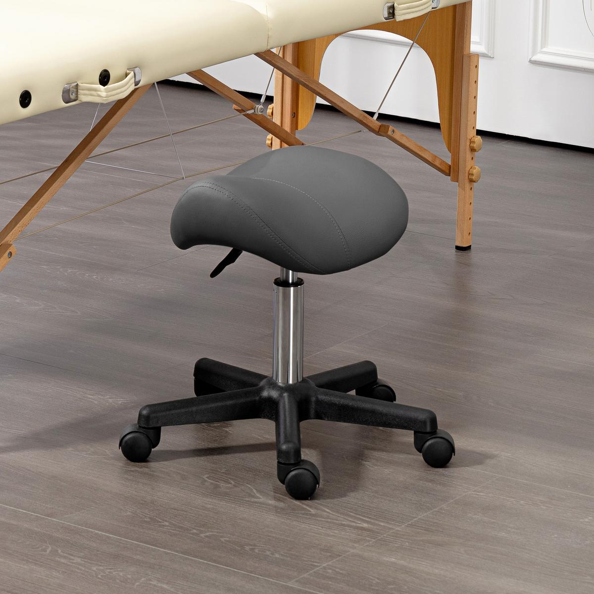 ROLLHOCKER Kunstleder Stahl Grau - Grau, Textil (47/59/48cm) - HOMCOM