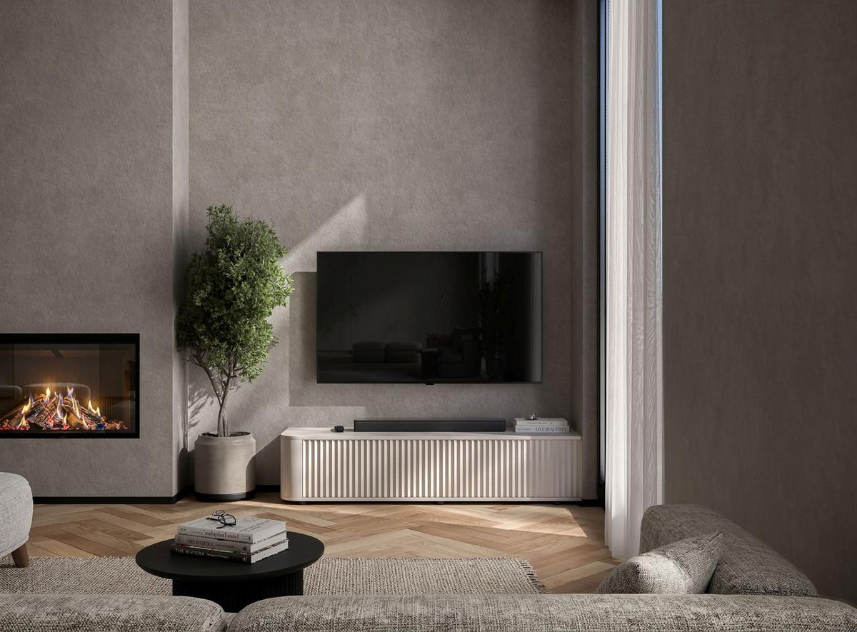 TV-LOWBOARD Aurora Kaschmir matt 140 cm mit niedrigen Füßen - Kaschmir, Holzwerkstoff (140/31/35cm) - Meble Lindner