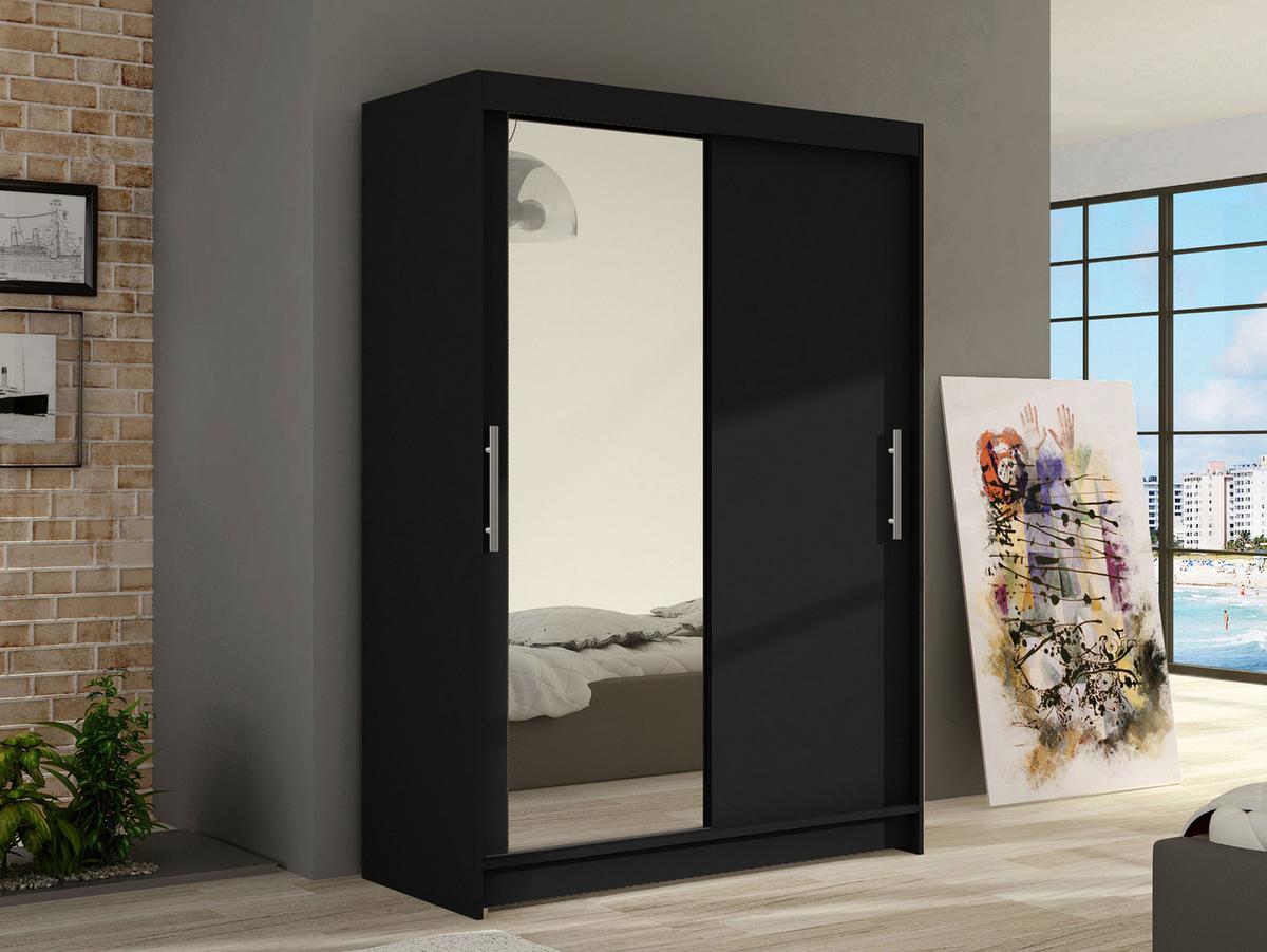 KLEIDERSCHRANK Miami VI - Silberfarben/Schwarz, Holzwerkstoff/Kunststoff (120/200/58cm) - MIRJAN24