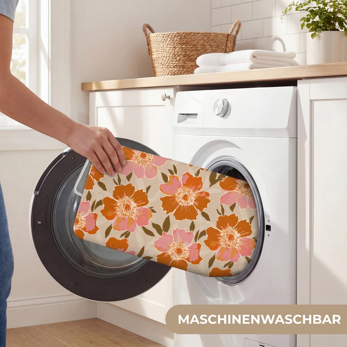 BADEMATTE Blumen - Motiv - Retro 60x40 cm - Multicolor, Textil (60/40cm) - OnlyWow