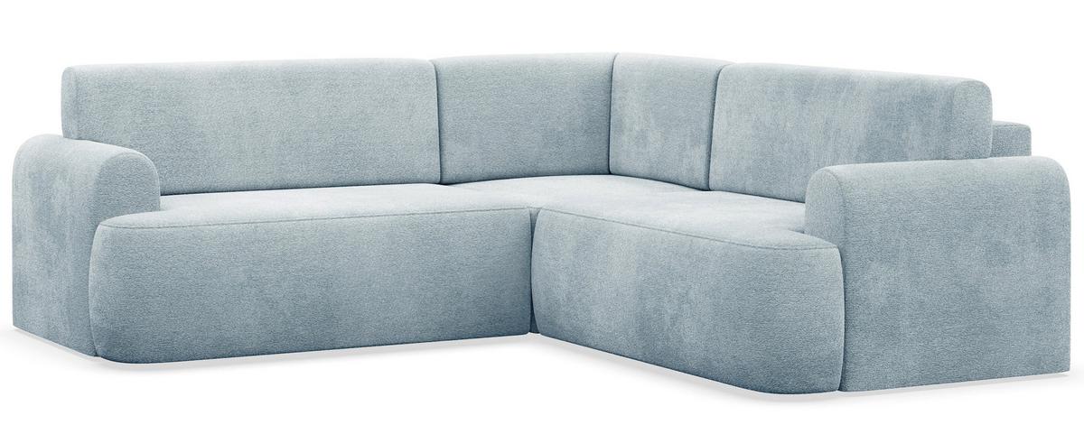 ECKSOFA Kaveo 245 cm universell mit Eckelement - Schwarz/Hellblau, Kunststoff/Textil (245/245cm) - Selsey