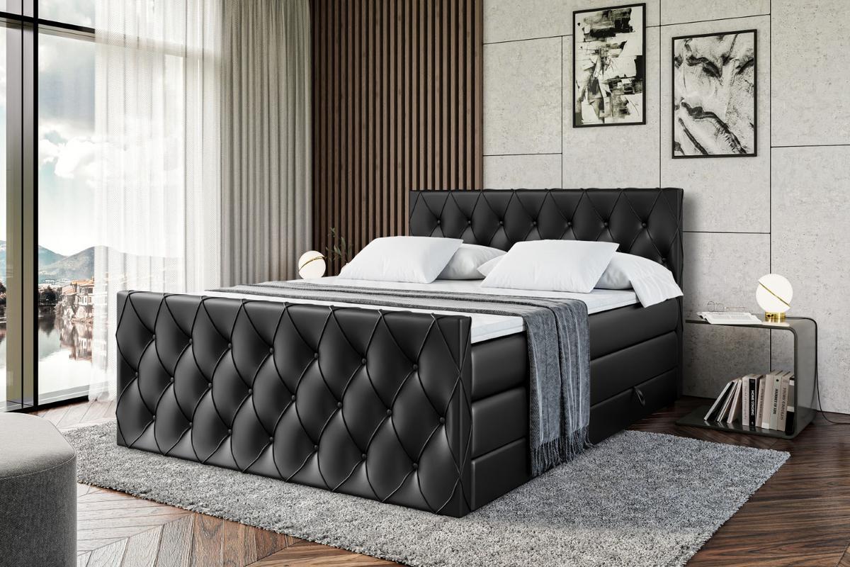 BOXSPRINGBETT AMAY-Z KING - 120x200 - H3/H4 - Schwarz Hochglanz - Schwarz Hochglanz, Holzwerkstoff (120/200cm) - ALTDECOR