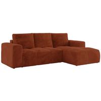 ECKSOFA MONIVA Orange Plüsch - Rechts - Schwarz/Orange, Textil (266/164cm) - MKS