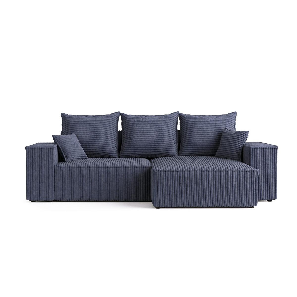 ECKSOFA SENSO mit Schlaffunktion Marineblau im Tilia Stoff - Schwarz/Dunkelblau, Holz/Holzwerkstoff (255/148cm) - AltaBeds