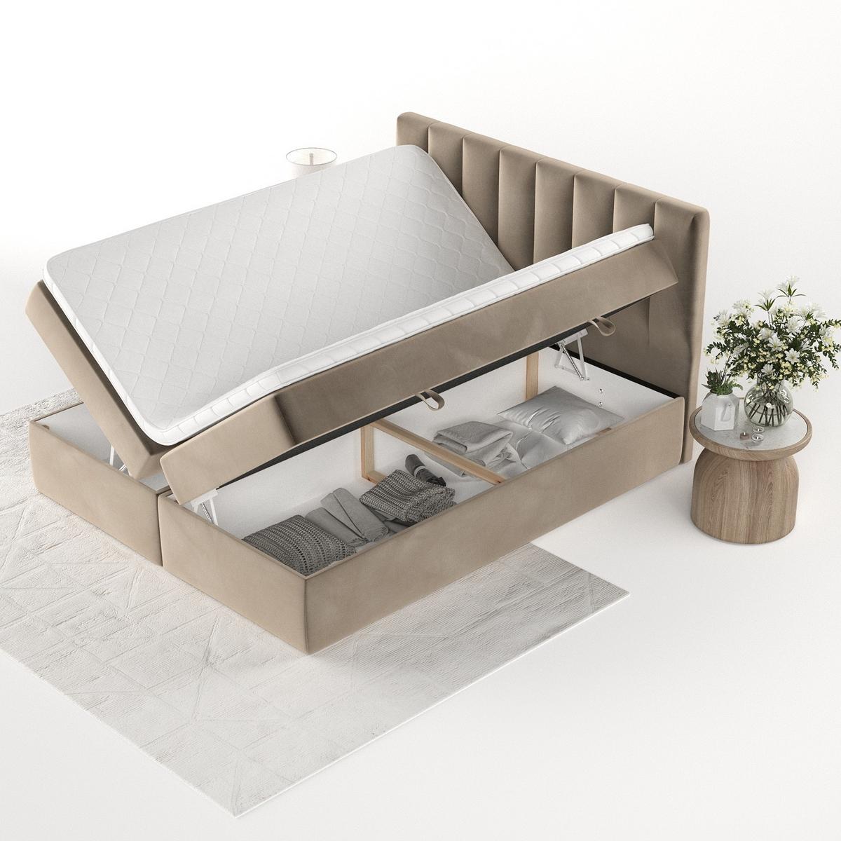 BOXBETT Bari 200/200 cm Taupe im Paros Stoff - Taupe, Holz/Holzwerkstoff (200/200cm) - AltaBeds