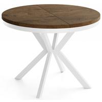 ESSTISCH Cloud runder ausziehbarer, Lefkas Eiche 100-180/100/76 cm - Alteiche/Weiß, Holzwerkstoff/Metall (100/180/76cm) - WFL GROUP
