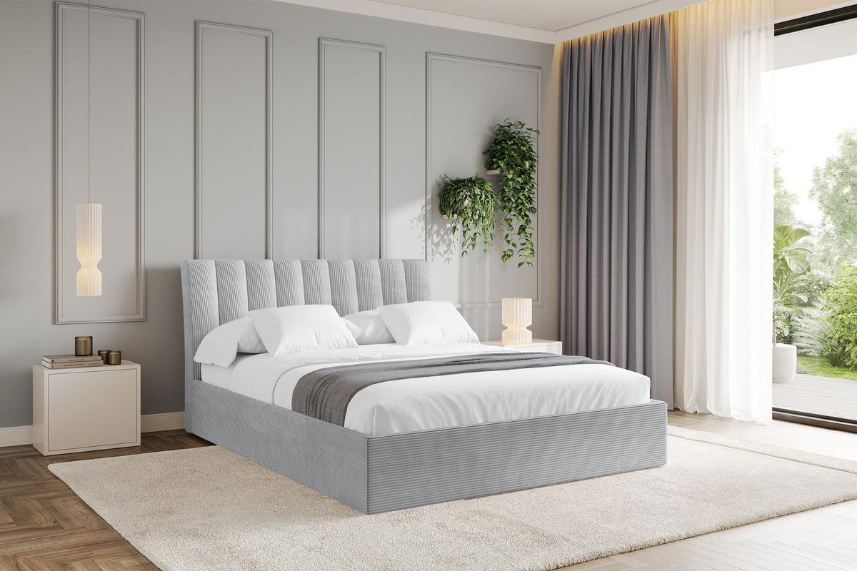 POLSTERBETT mit Bettkasten und Lattenrost, Boxbett ohne Matratze - ILAN 160x200 Grau - Alufarben, Holzwerkstoff/Textil (160/200cm) - ALTDECOR