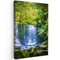 LEINWANDBILD Dschungel - Wasserfall - Australien - Pflanzen - Natur Deko Groß 90x140 cm - Dunkelgrün, Textil (90/140cm) - MuchoWow