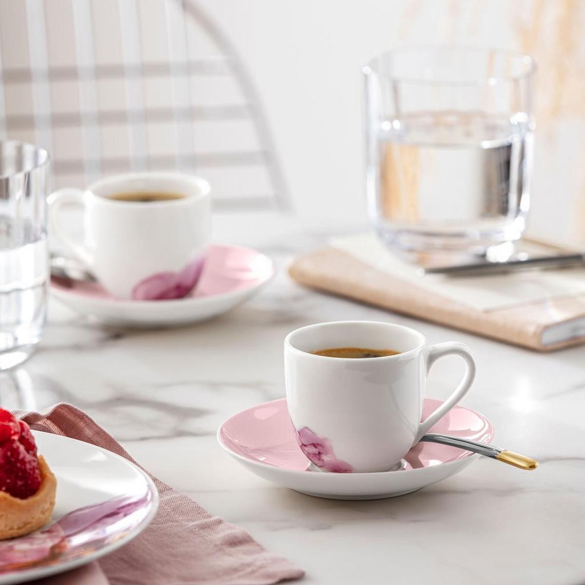 ESPRESSOTASSEN MIT UNTERTASSEN Rose Garden rosa 70 ml 6er Set - Rosa, Keramik (11.7/7.7/11.7cm) - Villeroy & Boch
