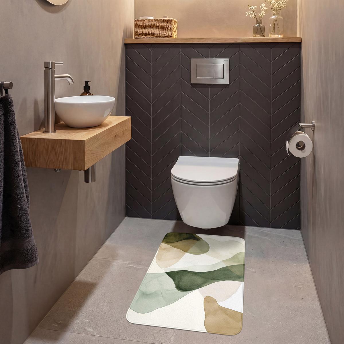WC-VORLEGER Japandi - Abstrakt - Grün WC Teppich 50x80 cm - Grün, Textil (50/1cm) - OnlyWow