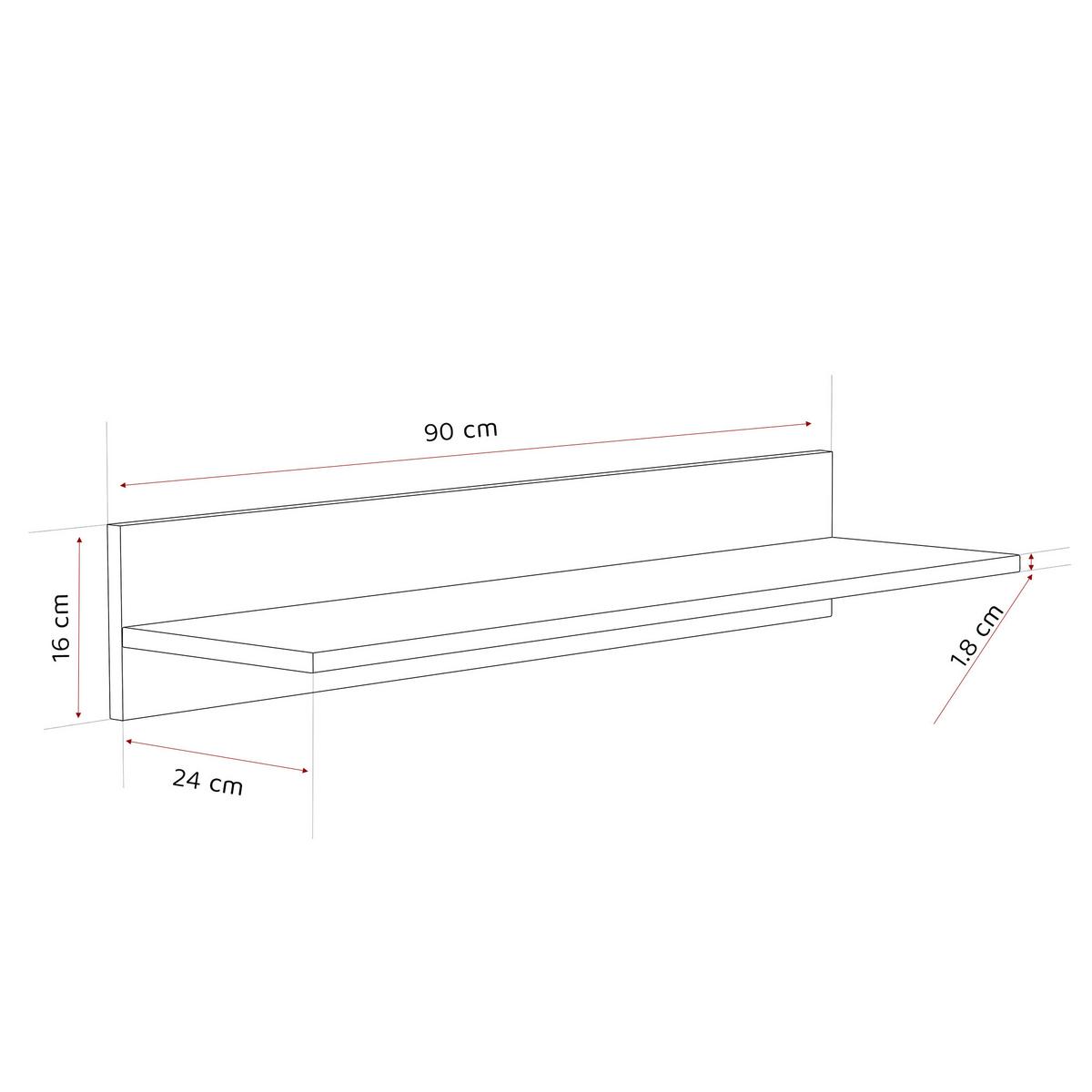 HÄNGEREGAL VALERIO 90/24/16 cm Craft-Eiche - Eichefarben, Holzwerkstoff (90/16/24cm) - Idohome