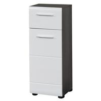 UNTERSCHRANK weiß Hochglanz, grau Rauchsilber, Badschrank 30 cm, Türanschlag wechselbar - Weiß Hochglanz/Silberfarben, Holzwerkstoff/Kunststoff (30/80/31cm) - Top.Furn
