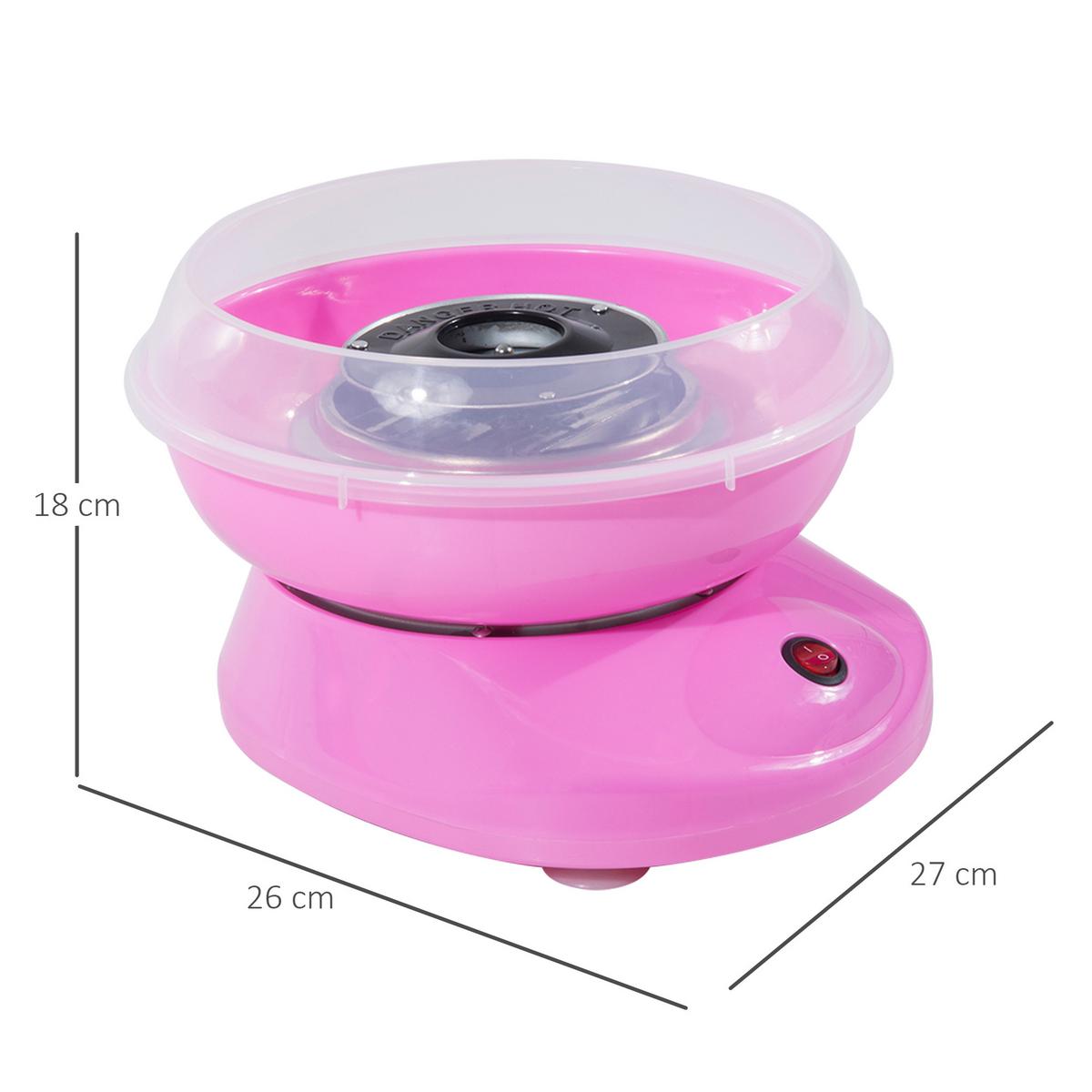 ZUCKERWATTEMASCHINE Edelstahl-und-PP Rosa - Rosa, Kunststoff (26/18/27cm) - HOMCOM