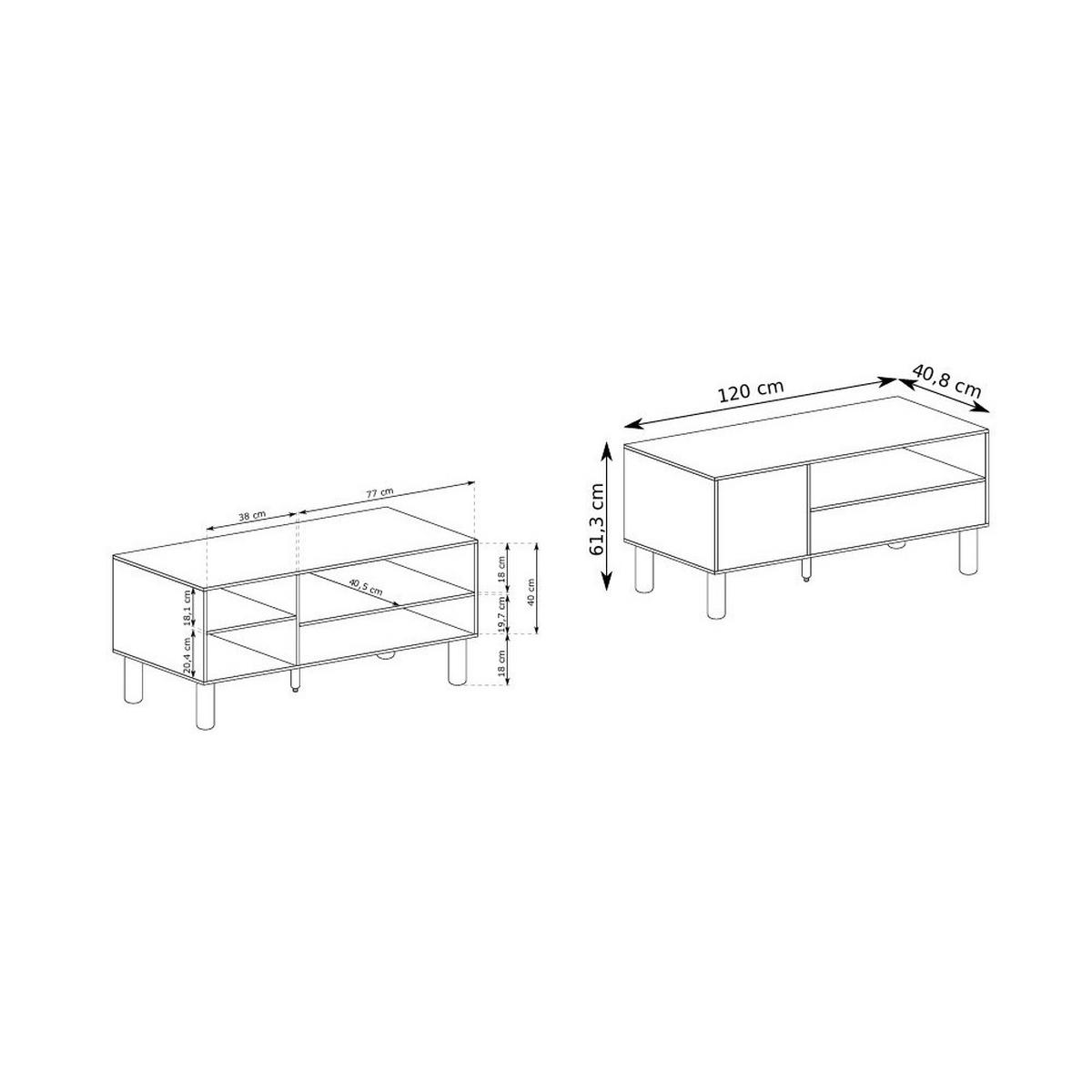 LOWBOARD SABBIA 120/61,6/40,6 cm, Eichefarben - Eichefarben, Holzwerkstoff (120/61.6/40.6cm) - MASSENO