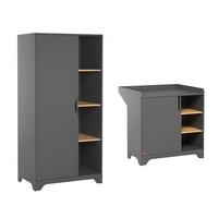 BABYZIMMER 2-teilig Grau und Holz - Grau, Holzwerkstoff (88.5/189.5/52cm) - Petits-meubles
