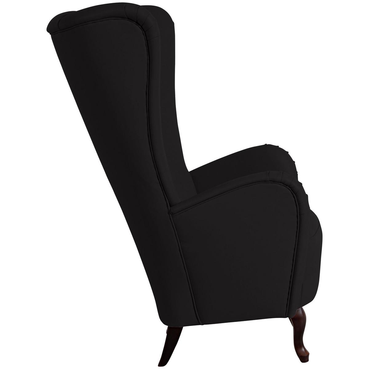HOCHLEHNSESSEL Kailey Bezug Kunstleder Buche nussbaum dunkel / schwarz - Schwarz, Kunststoff (96/122/89cm) - 58aufmkessel