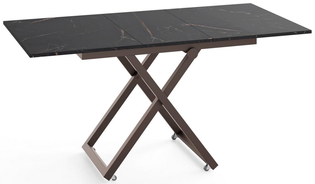 COUCHTISCH Axen höhenverstellbar ausziehbar, Schwarz Marmor Kupfer 120-160/80/38-75 cm - Braun/Kupferfarben, Holzwerkstoff/Metall (80/160/75cm) - WFL GROUP