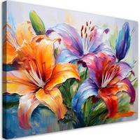 WANDBILD lilien gemalte farbige blumen - Multicolor, Textil (60/40cm) - Feeby