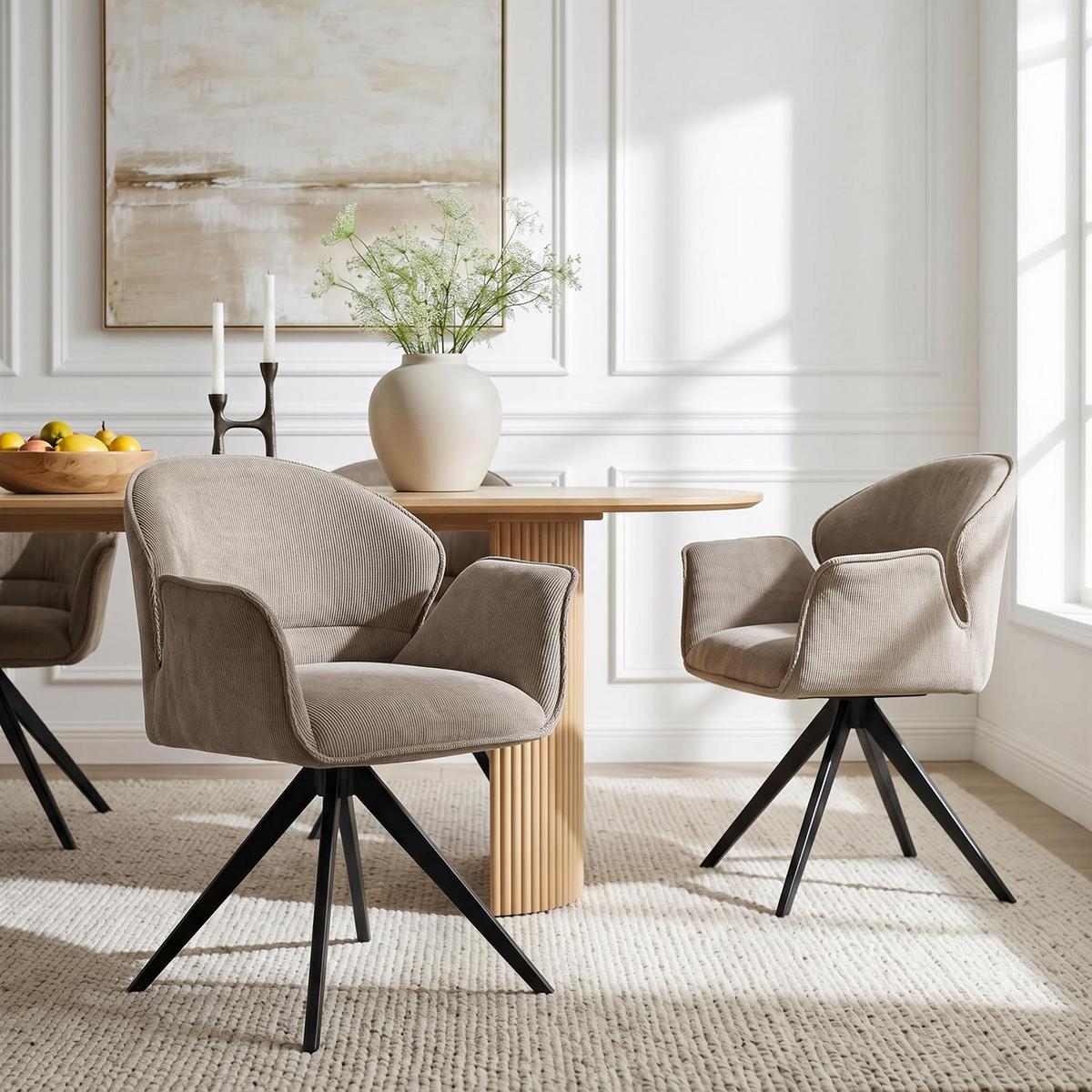 ESSZIMMERSTÜHLE GIRONA 2er-Set greige - Greige, Textil (63/80/55cm) - IDIMEX
