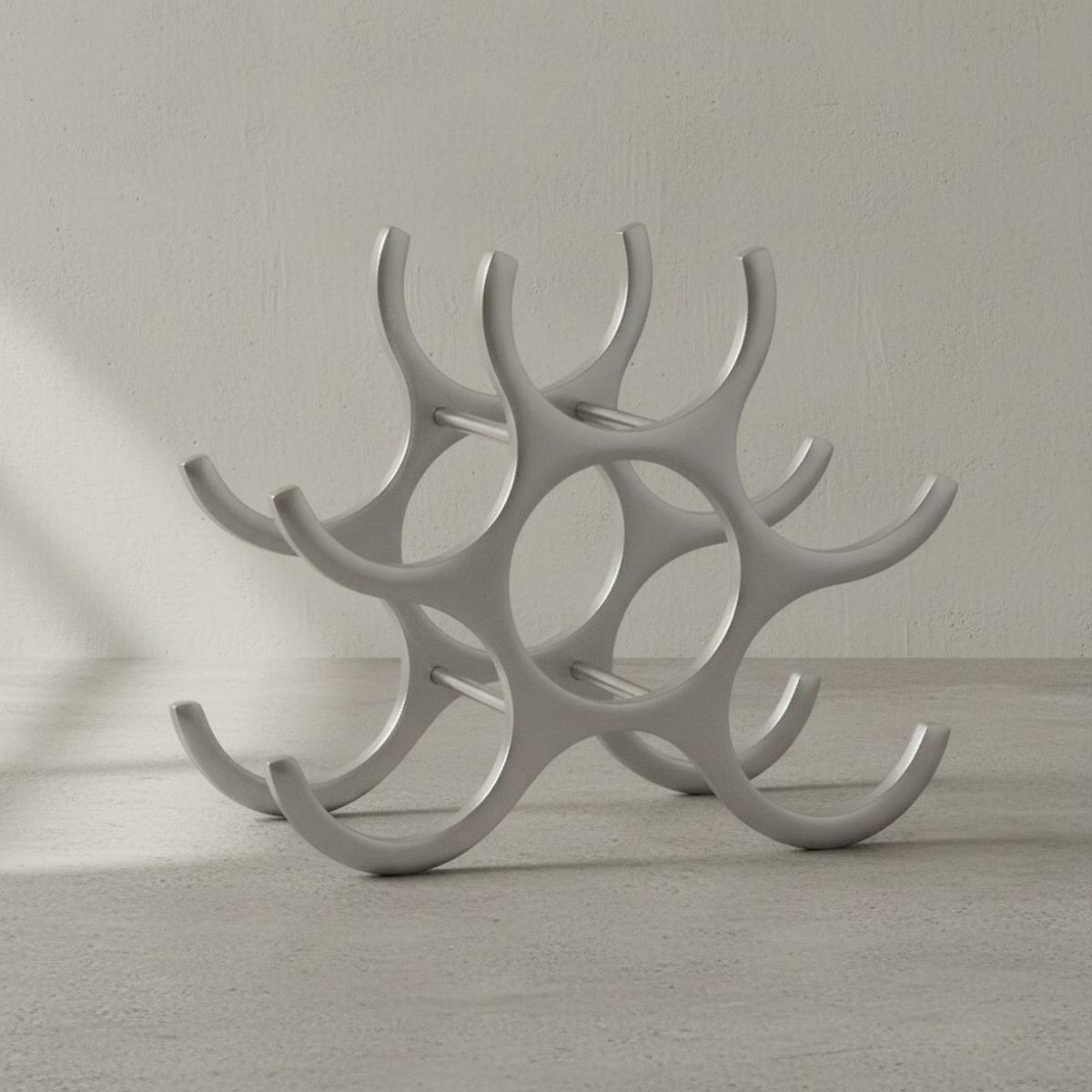 WEINREGAL Aluminium Modern Stil für 6 Flaschen platzsparend 24x29x14cm - Silberfarben, Metall (29/24/14cm) - KADIMA DESIGN