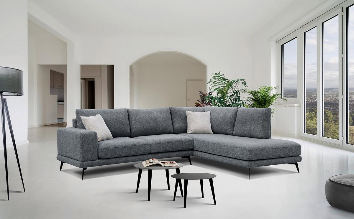 ECKSOFA MEDIOLANE 5-Sitzer, dunkelgrau - Dunkelgrau, Holzwerkstoff/Textil (282/219cm) - Wozimo