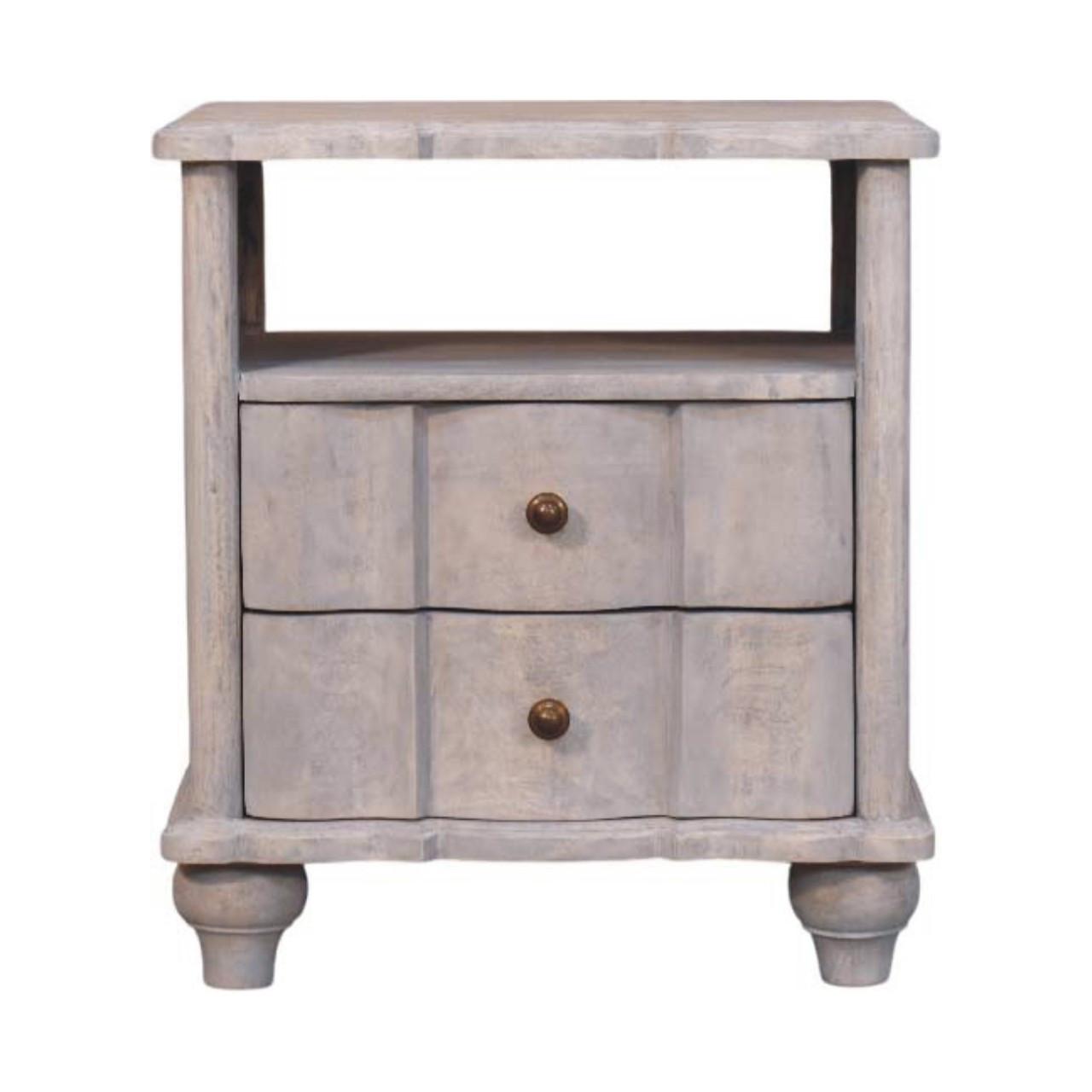NACHTTISCH mit Acid-Wash-Finish, 2 Schubladen, 1 offene Ablage, grau - Braun/Grau, Naturmaterialen/Holz (55/63/40cm) - Artisan Furniture