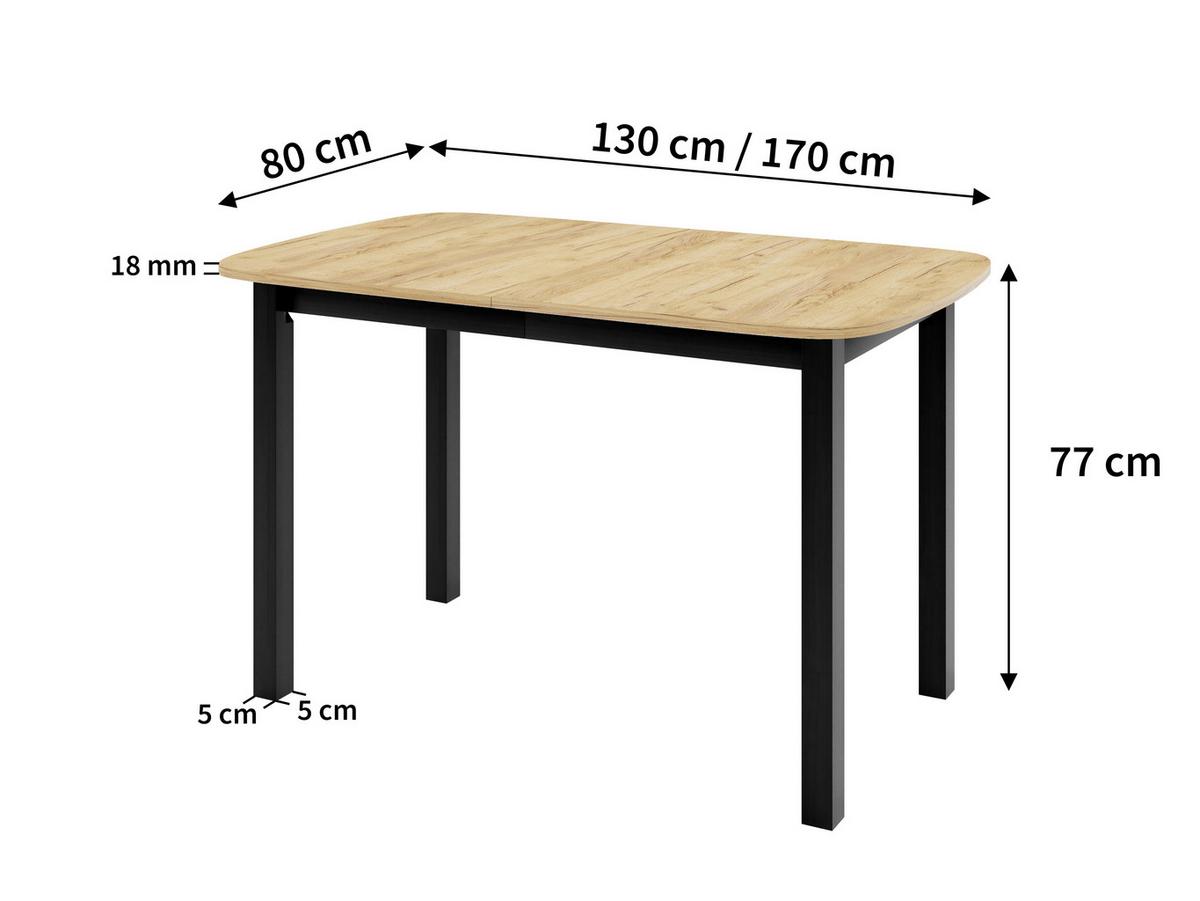 ESSTISCH NICO P Ausziehbar 130 - 170 / 80 x 77 cm - Goldfarben/Schwarz, Holz (130/80/77cm) - MASSENO