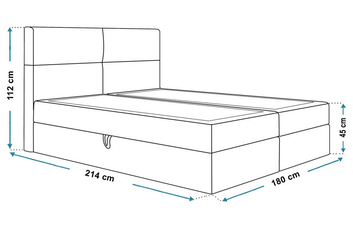 BOXBETT Bonio III 180/200 cm in Blau – mit Bettkasten und Topper - Blau/Schwarz, Holz/Holzwerkstoff (180/200cm) - AX Living