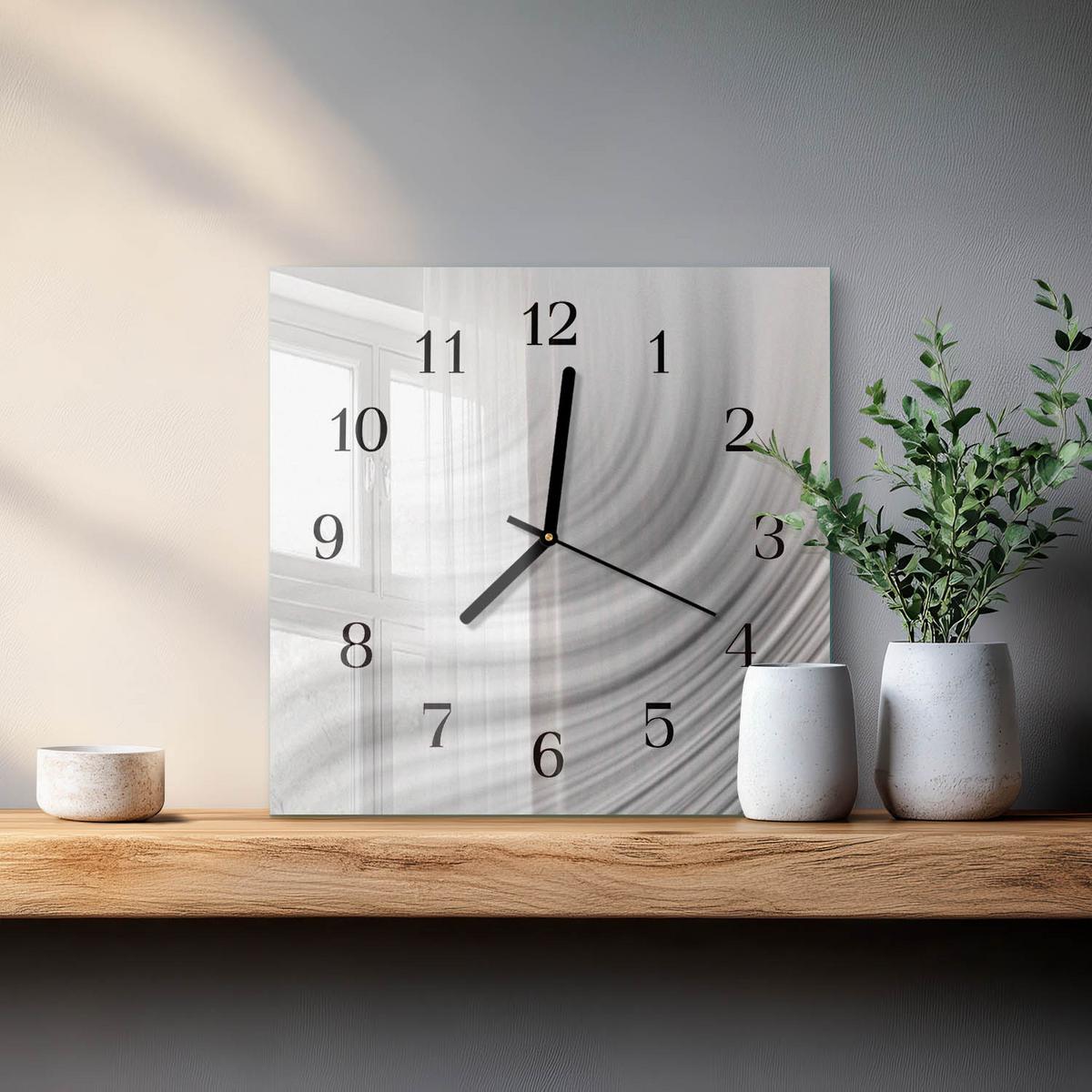WANDUHR aus Glas 30x30 cm - Abstraktion - Weiß, Glas (30/30/0.4cm) - TULUP