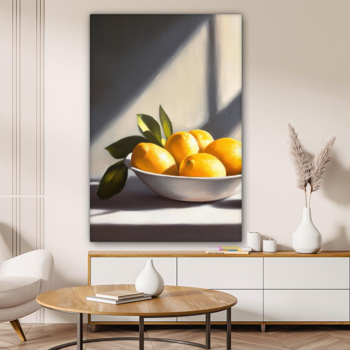 LEINWANDBILD Zitronen - Stilleben - Gelb Deko XXL 80x120 cm - Gelb, Textil (80/120cm) - MuchoWow