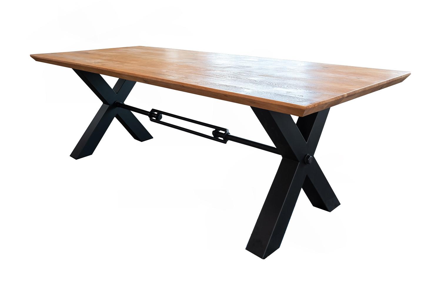 ESSTISCH MIT SCHWEIZER KANTE PALO Braun Akazie - Schwarz/Braun, Holz/Metall (100/240/78cm) - KAWOLA