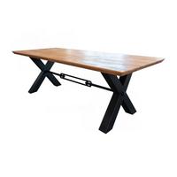 ESSTISCH MIT SCHWEIZER KANTE PALO Braun Akazie - Schwarz/Braun, Holz/Metall (100/240/78cm) - KAWOLA