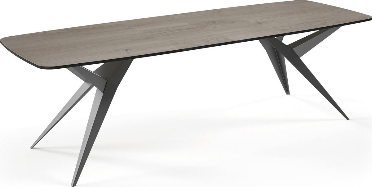ESSTISCH Trax ausziehbar rechteckig oval, Braun 200-280/90/76 - Greige/Schwarz, Holzwerkstoff/Metall (90/276/76cm) - WFL GROUP