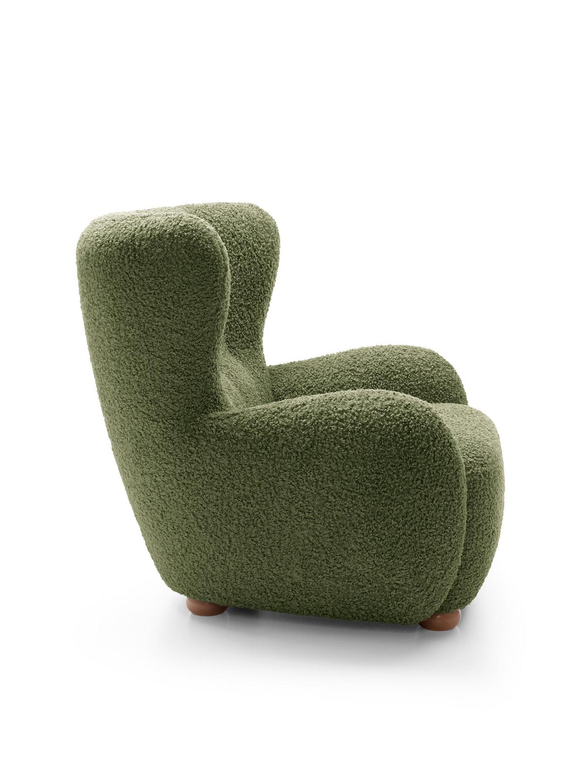 SESSEL MIST, Polstersessel Klassisch Loungesessel, Bucle-Stoff Grün - Grün, Holz/Holzwerkstoff (88/91/100cm) - MASSENO