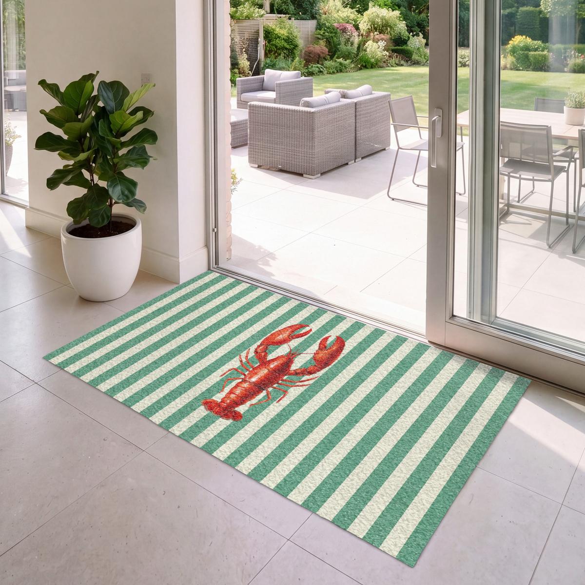 FUSSMATTE Krebs - Streifen - Realistisch - Sommerlich Schmutzmatte 150x90 cm - Multicolor, Kunststoff (150/0.4cm) - MuchoWow