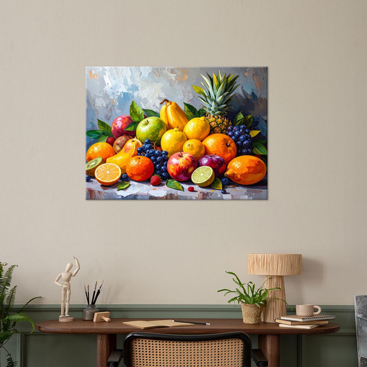 LEINWANDBILD Exotische Früchte Stillleben 90x60cm - Multicolor, Textil (90/60cm) - Feeby