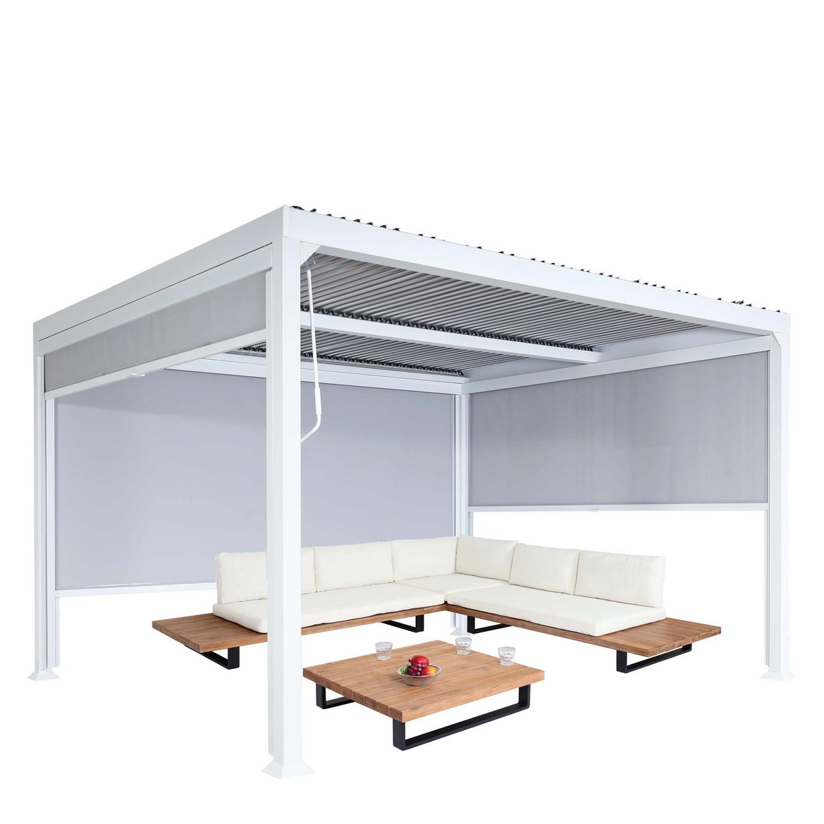 ALU PERGOLA MIT SEITENWAND Weiß - Weiß, Metall (368/224/306cm) - MCW