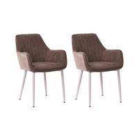 ESSZIMMERSTUHL 2er Set Stoff Braun Wellston - Beige/Braun, Textil/Metall (60/84/61cm) - Beliani