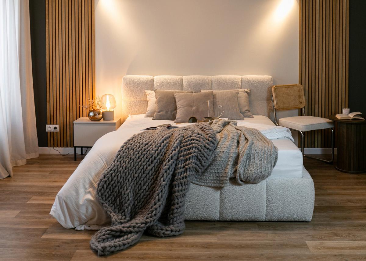 POLSTERBETT Cloudy Hellbeige Boucle 140 cm - Beige/Schwarz, Textil (140/200cm) - Selsey